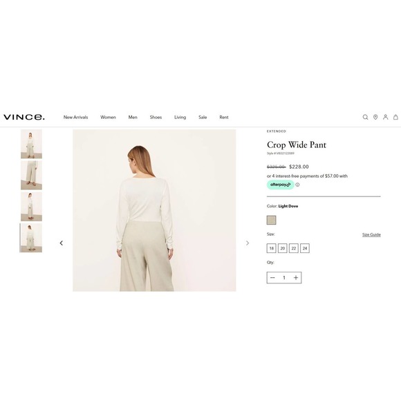 NWT Vince Crop Wide Leg Linen Blend Pants Light Dove Women's Plus Size 24W 24 - Picture 11 of 11